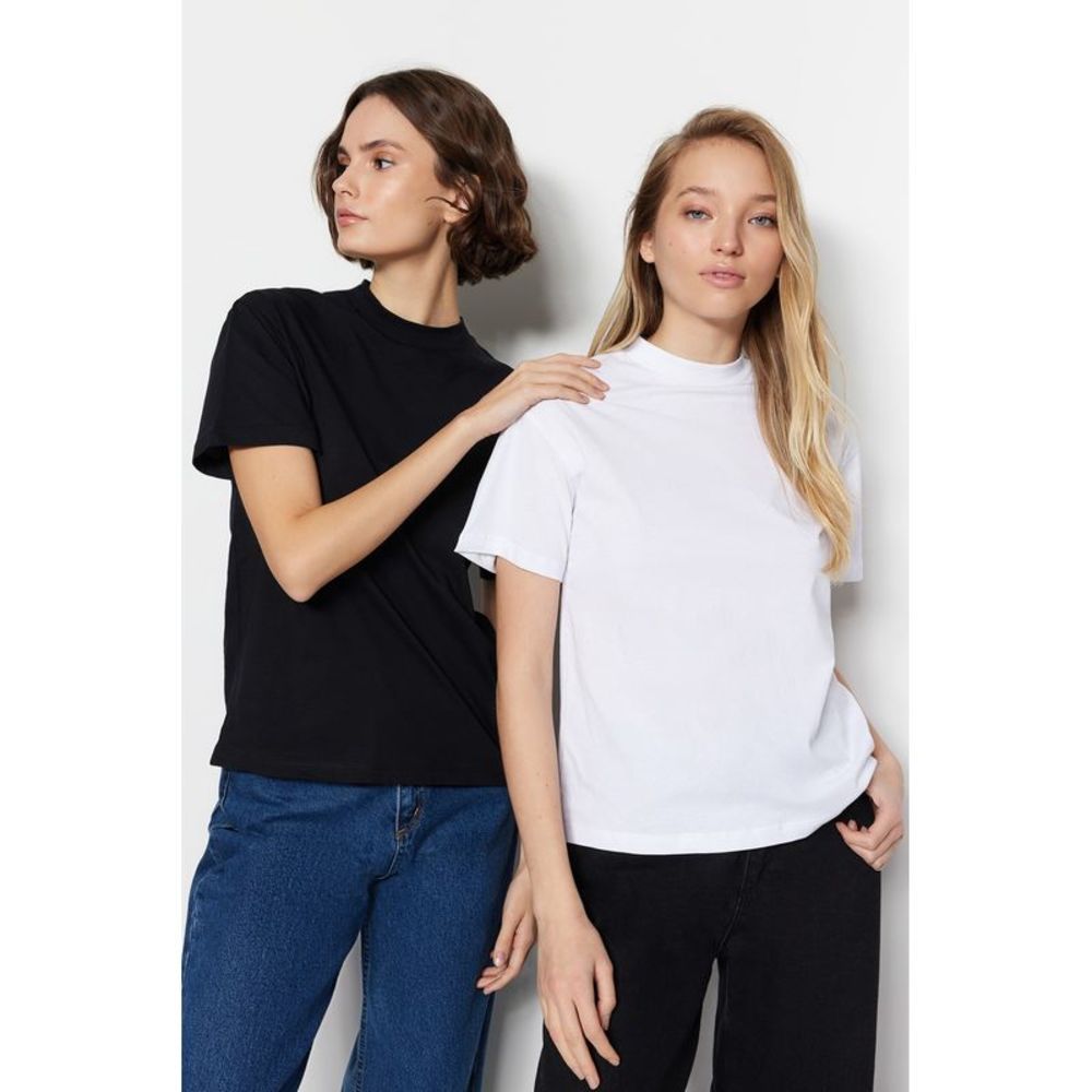 NWT Trendyol Women Regular Standing collar Knit T-Shirt